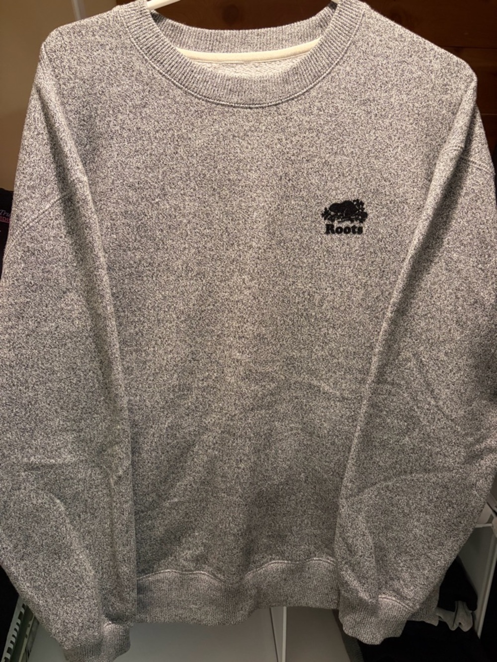 Roots Gray-Heather Crewneck Sweatshirt with Logo